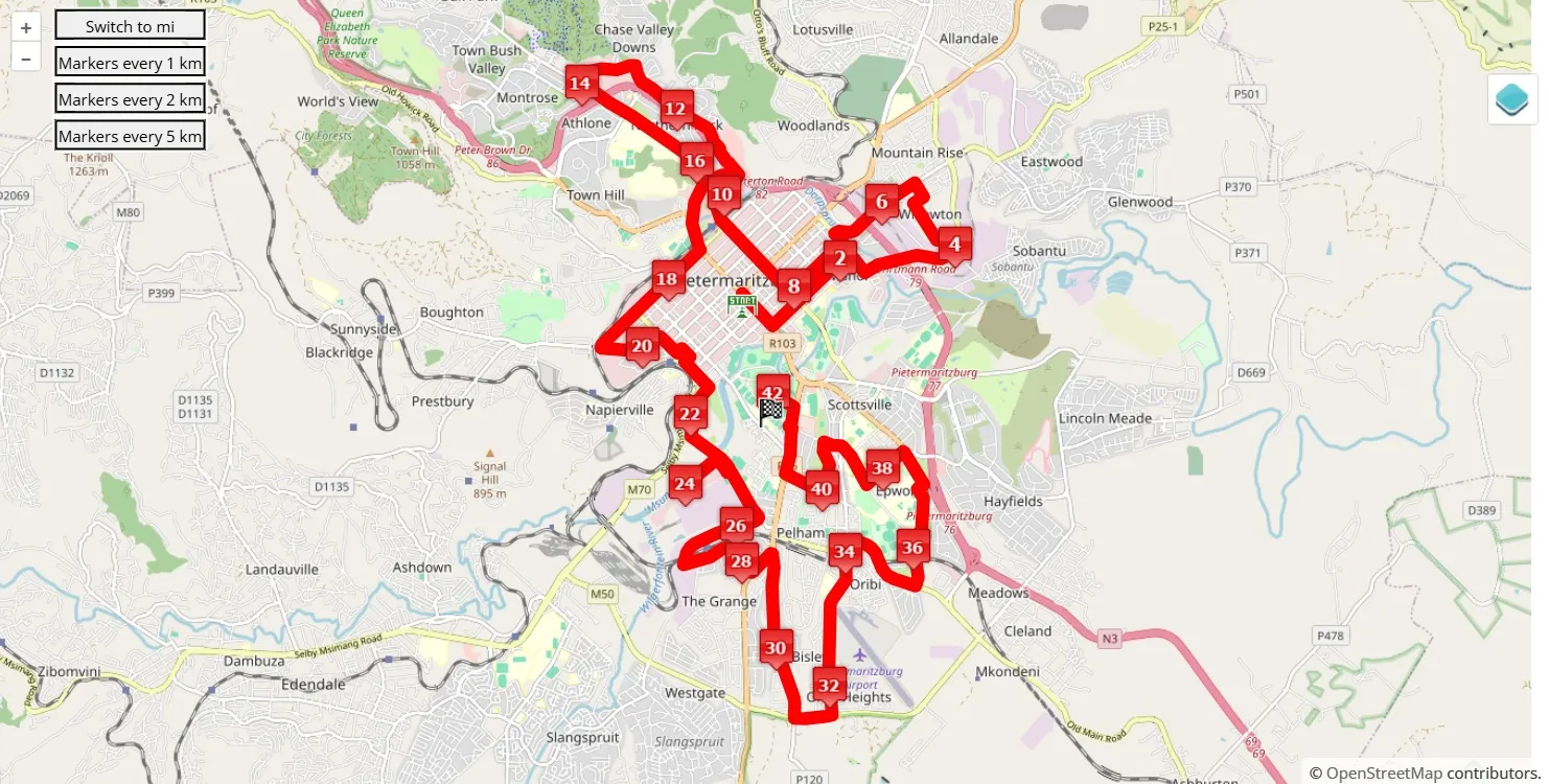 Capital City Marathon Pietermaritzburg 2025 3D Video Course Map