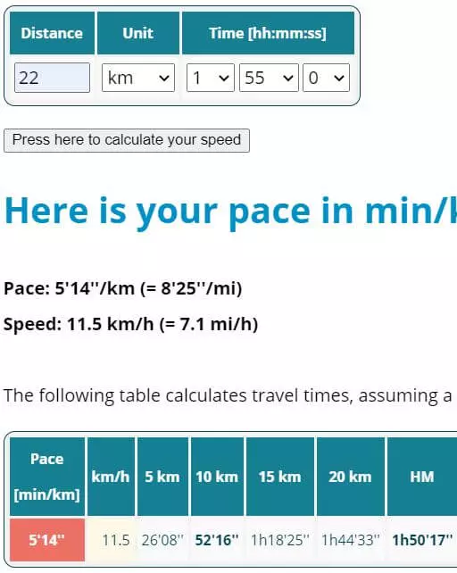 Running pace calculator – GRID