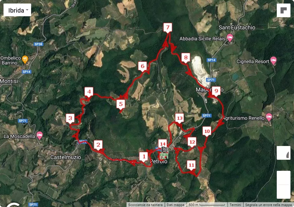 5° EcoPetroio, mappa percorso gara 15 km