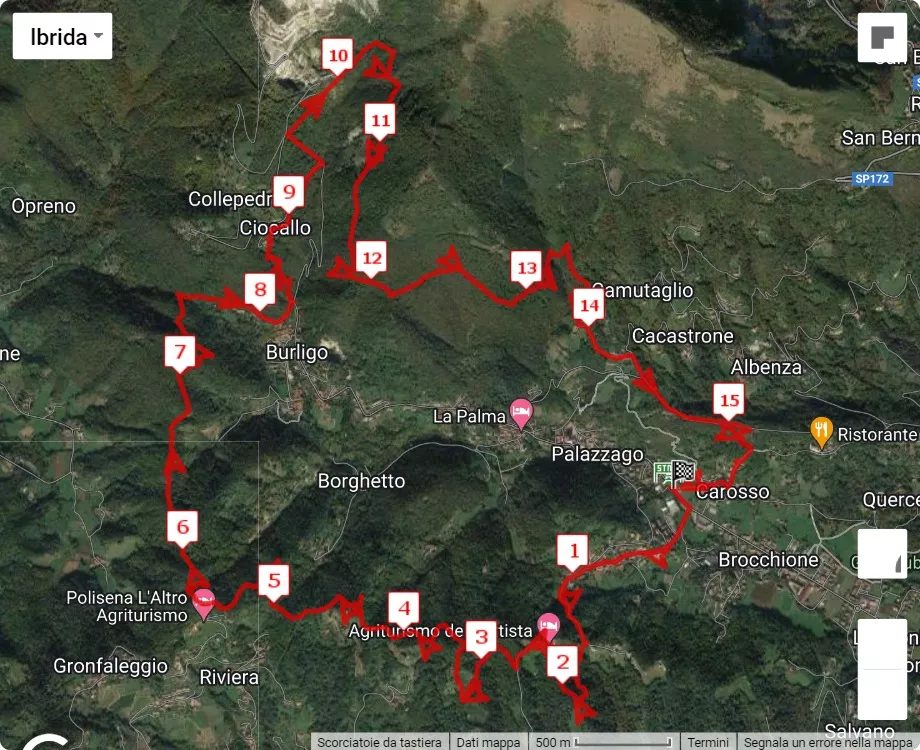 Linzone Trail, 16 km race course map