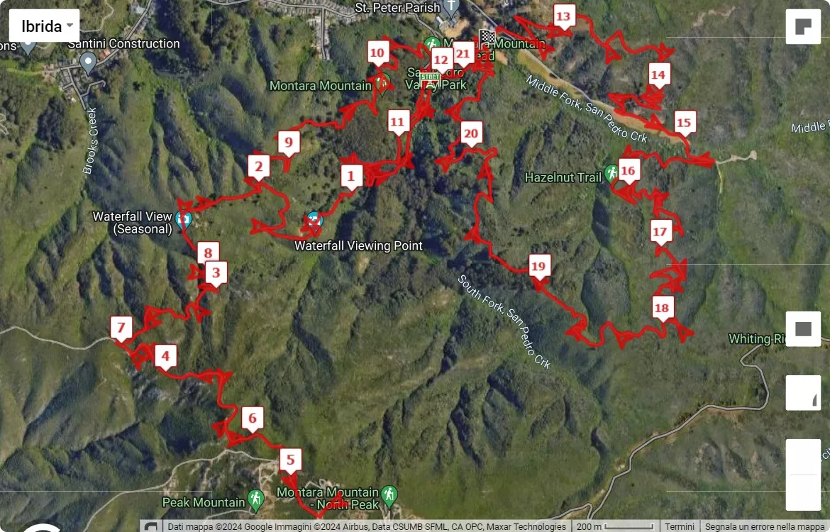 Pacifica Foothills Trail Run, mappa percorso gara 21.0975 km