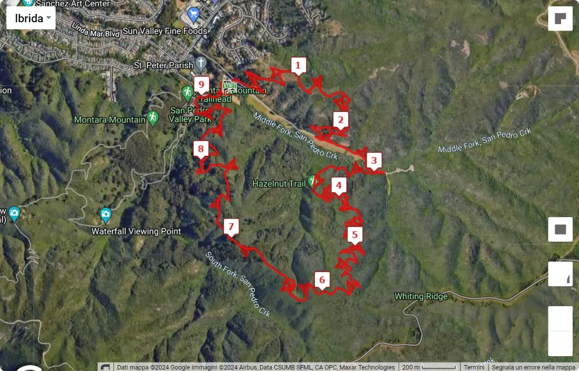 Pacifica Foothills Trail Run, mappa percorso gara 10 km