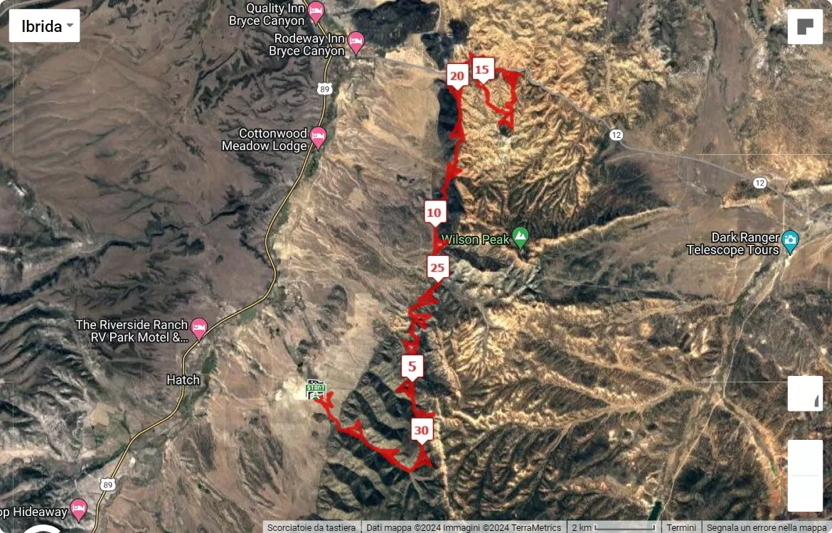 Bryce Canyon Ultras, mappa percorso gara 49.9997 km