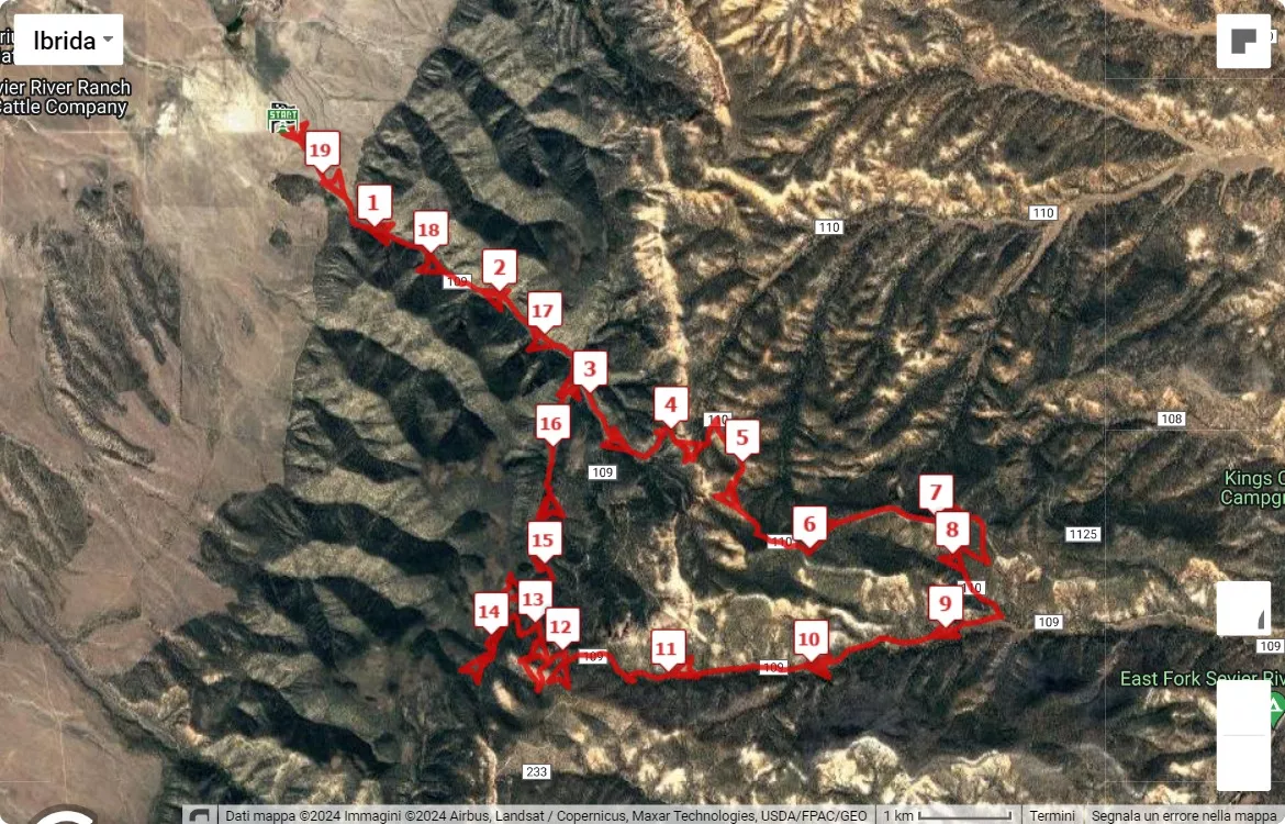 Bryce Canyon Ultras, mappa percorso gara 29.9998 km