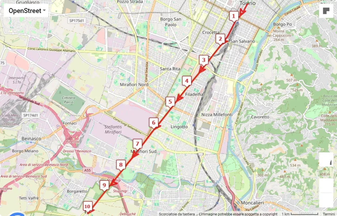 Tuttadritta 2024, mappa percorso gara 10 km