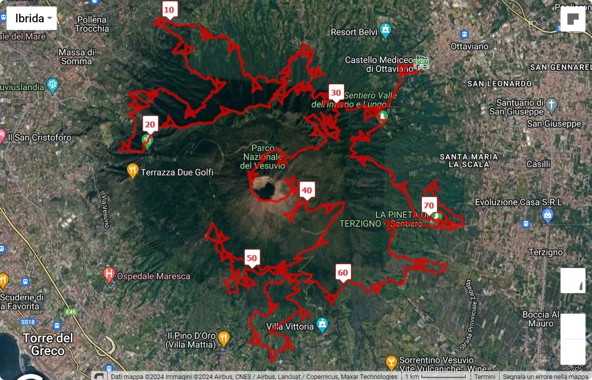 6° Vesuvio Ultra Marathon, mappa percorso gara 80 km