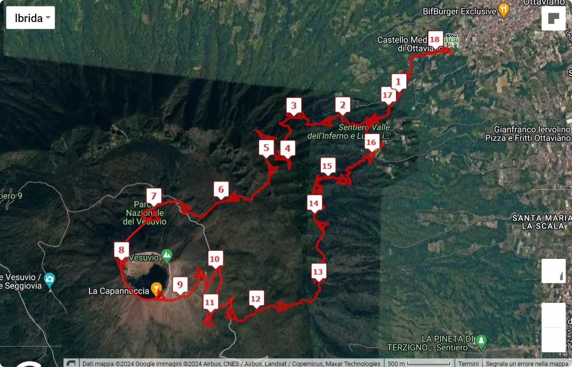 6° Vesuvio Ultra Marathon, mappa percorso gara 18 km