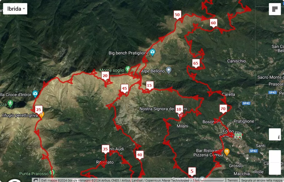 Trail del Monte Soglio, mappa percorso gara 73 km