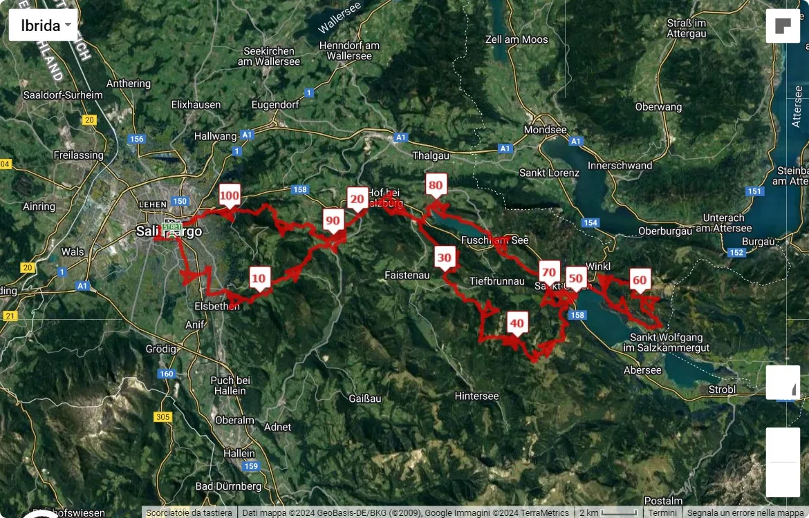 Mozart 100 by UTMB, 100 km race course map