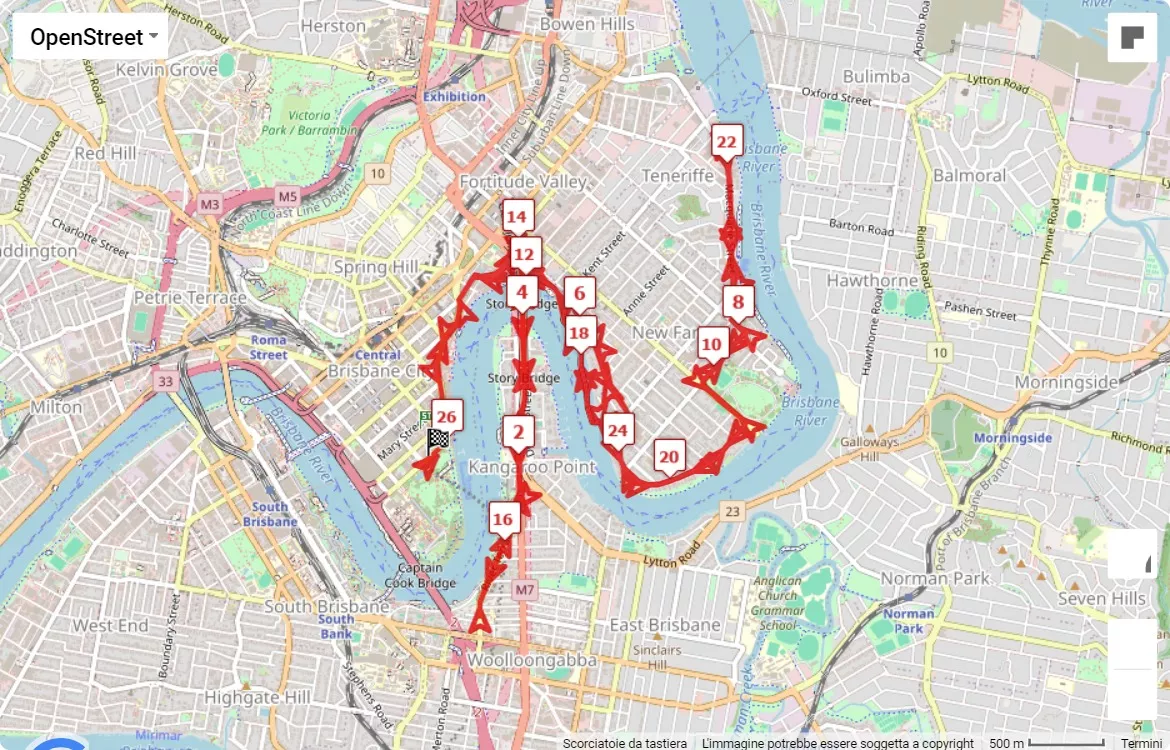race course map Brisbane Marathon Festival