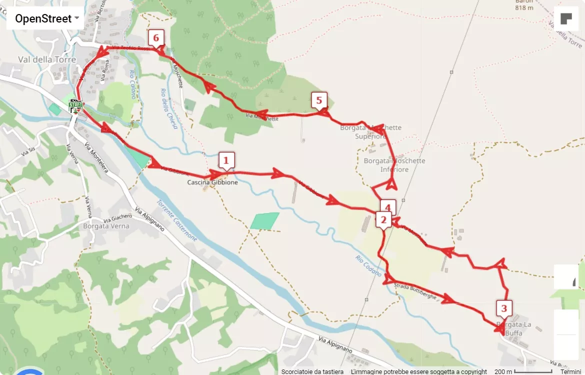 7^edizione  La Cursa 'd la Val, mappa percorso gara 6.5 km