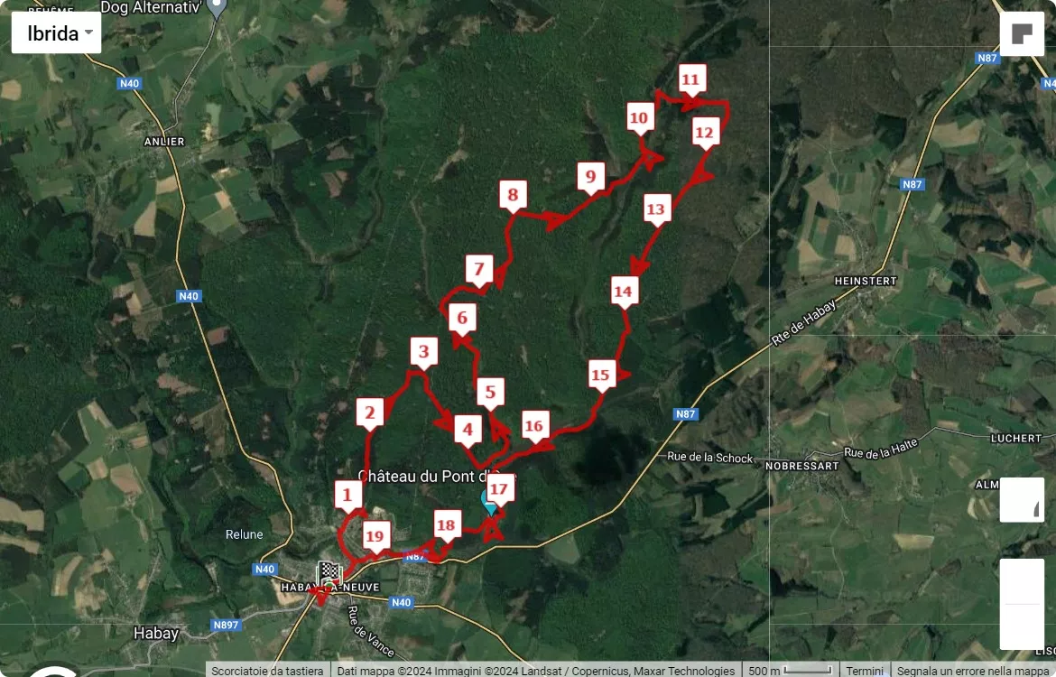 Les Forges de la forêt d'Anlier 2024, 20 km race course map
