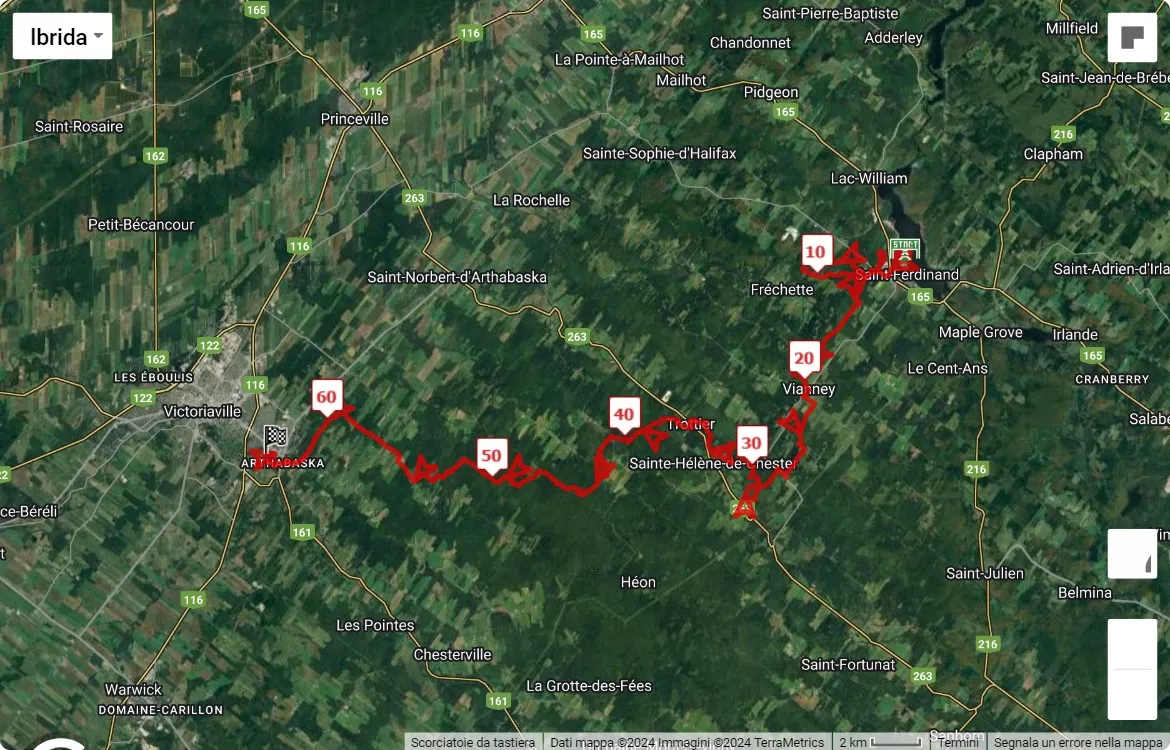 Notos Ultra Trail, 65 km race course map