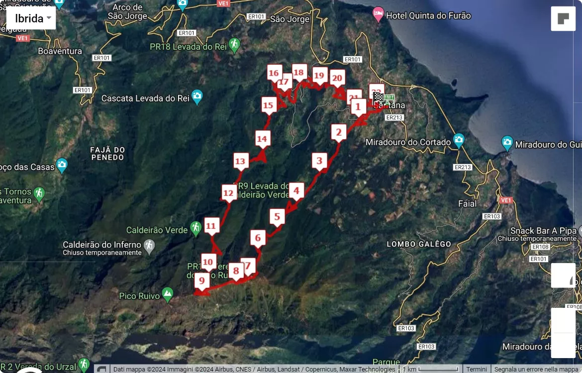 Ultra Skyrunning Madeira, mappa percorso gara 22 km