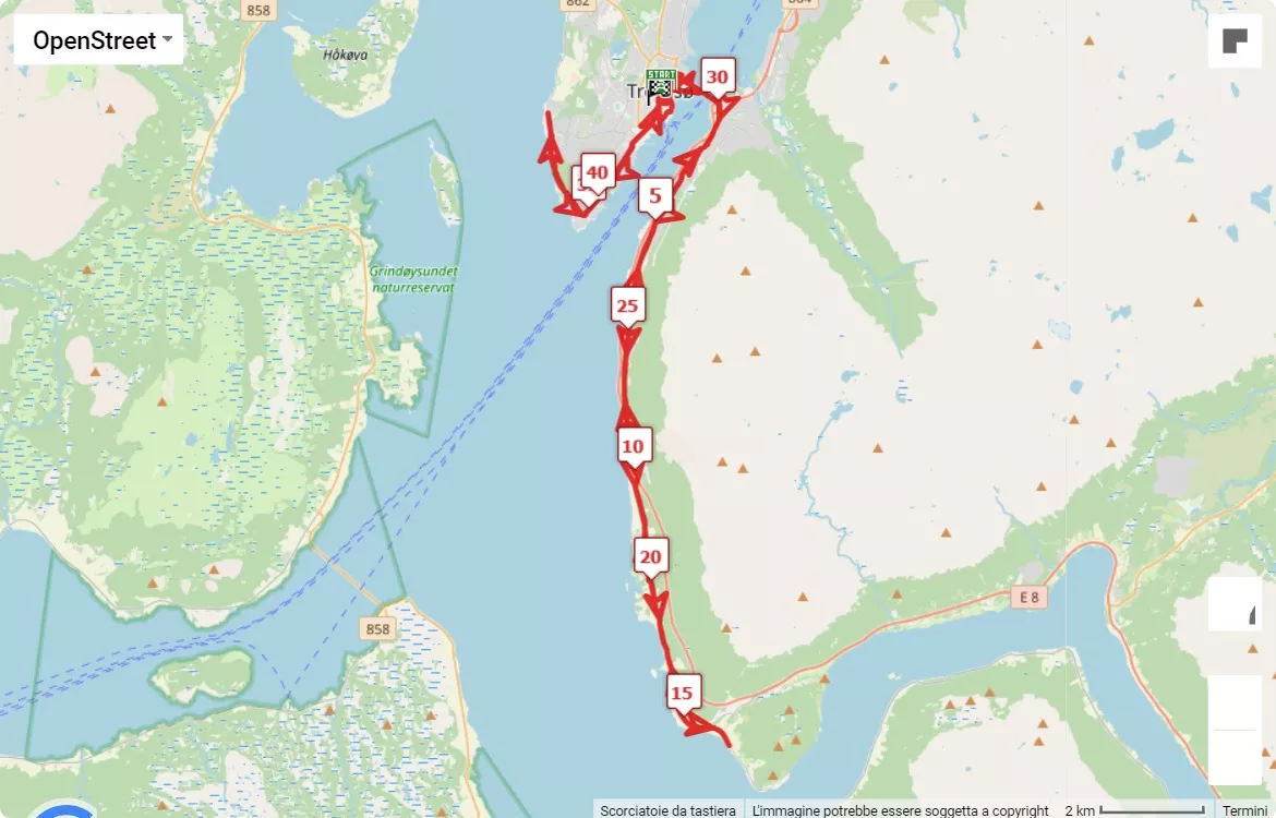 Midnight Sun Marathon 2024, mappa percorso gara 42.195 km