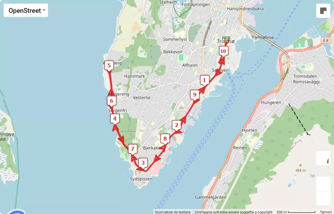 Midnight Sun Marathon 2024, mappa percorso gara 10 km