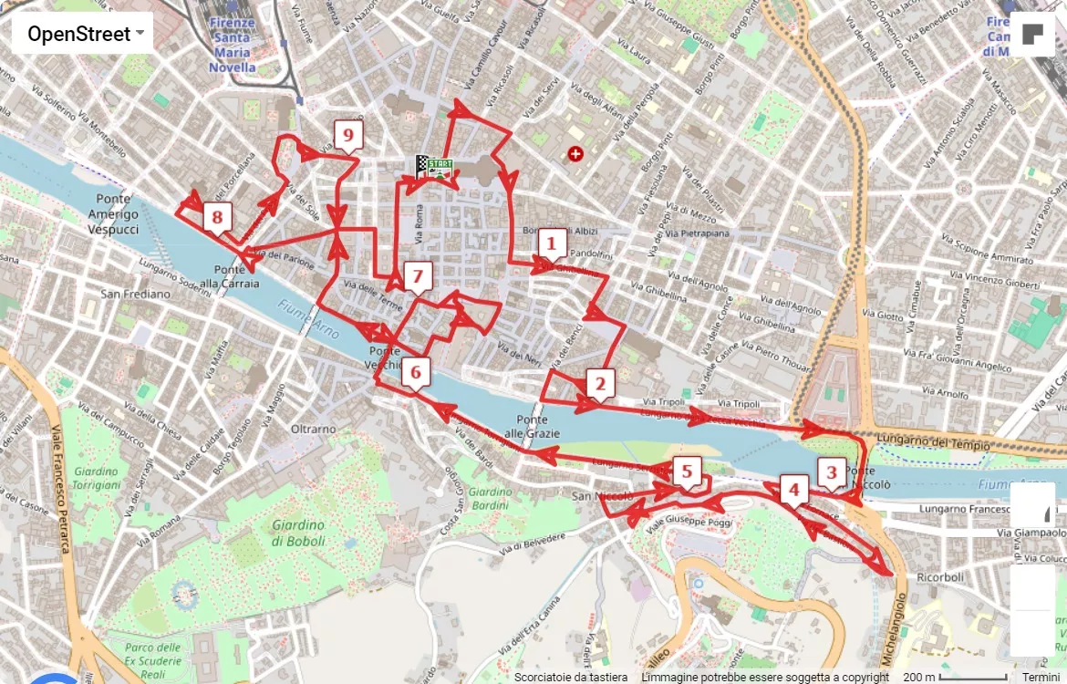 mappa percorso di gara 84° Cetilar Run Notturna di San Giovanni