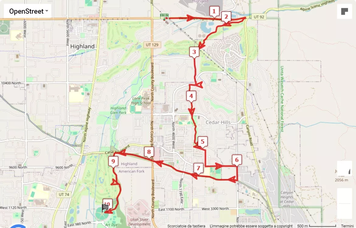 Runtastic TIMP, 10 km race course map