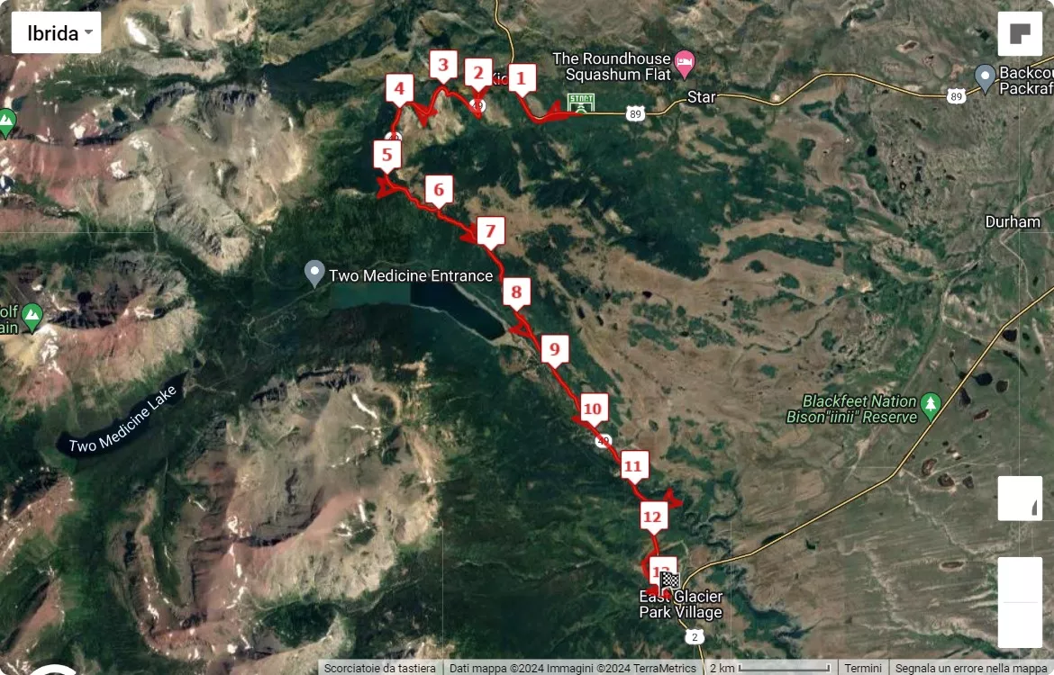 mappa percorso di gara Glacier Half Marathon 2024