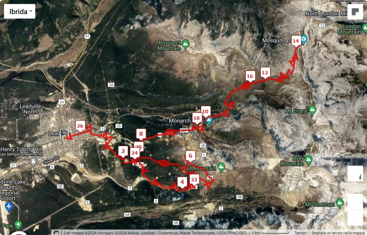 Life Time Leadville Trail Marathon & Heavy Half, mappa percorso gara 42.195 km