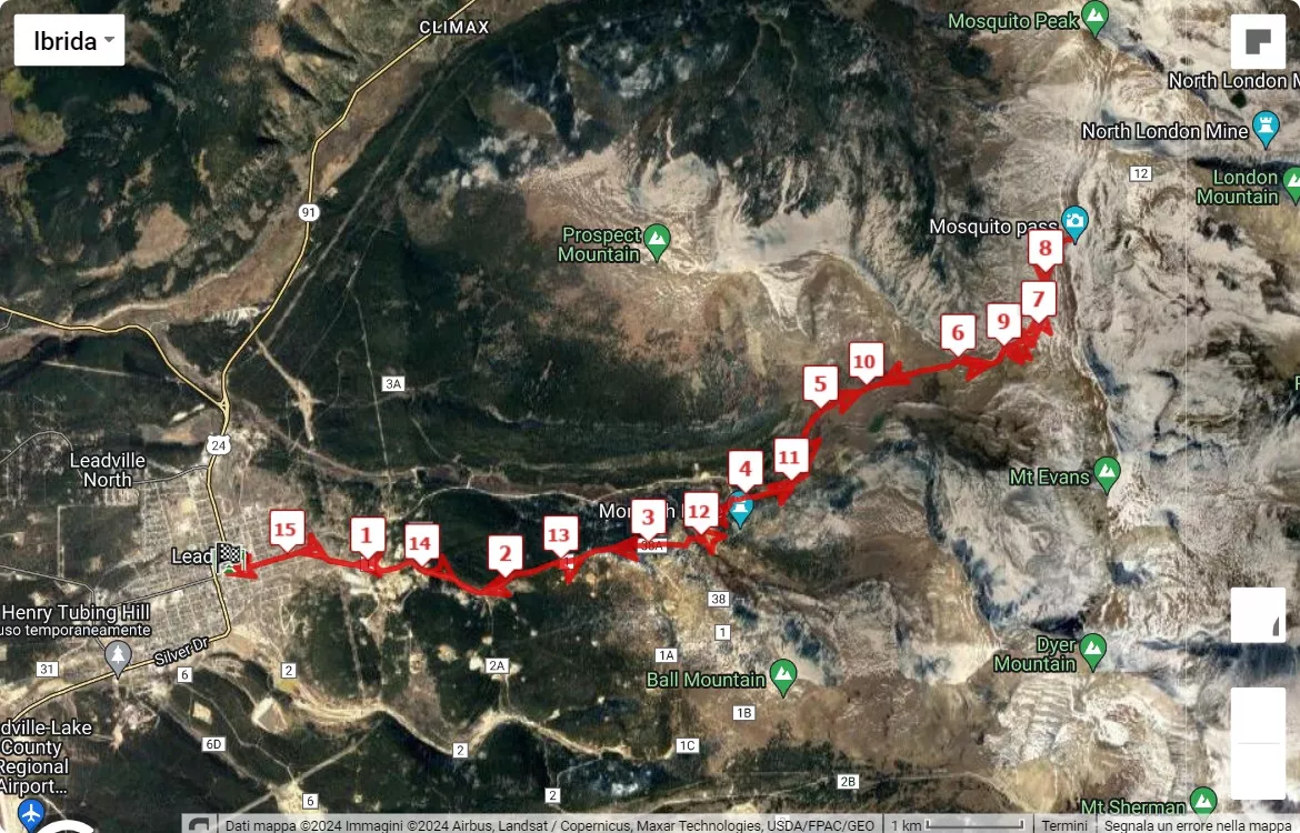 Life Time Leadville Trail Marathon & Heavy Half, mappa percorso gara 21.0975 km