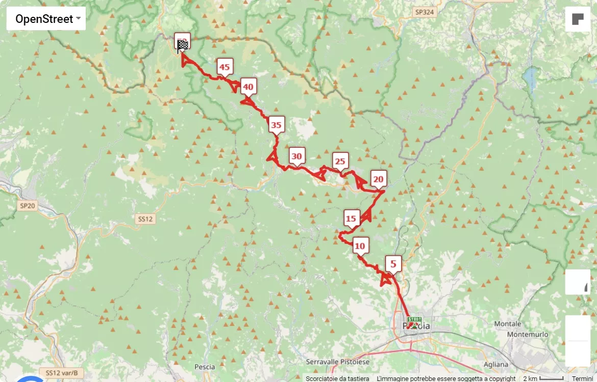 Pistoia-Abetone 2024, mappa percorso gara 50 km