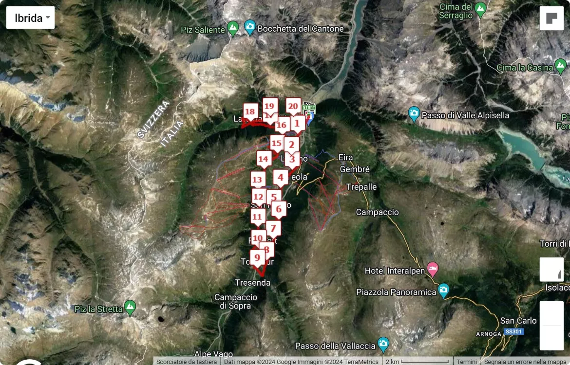 StraLivigno 2024, mappa percorso gara 21 km