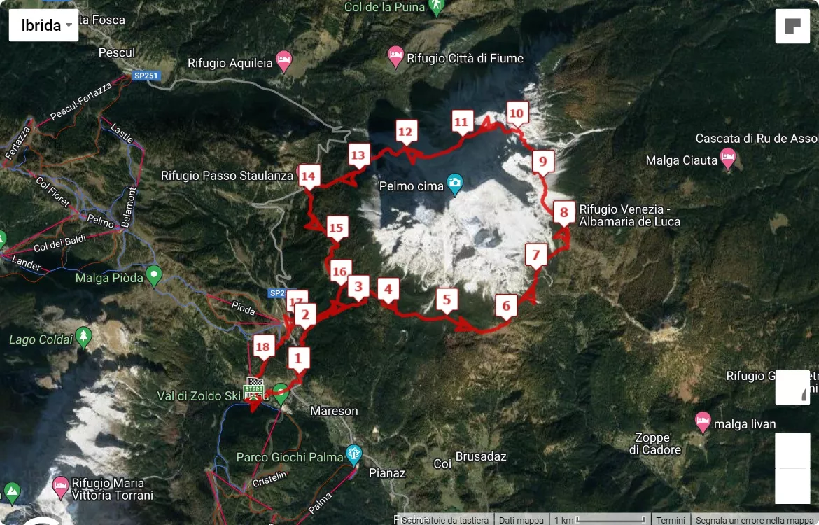 17° Transpelmo Skyrun, mappa percorso gara 19.5 km