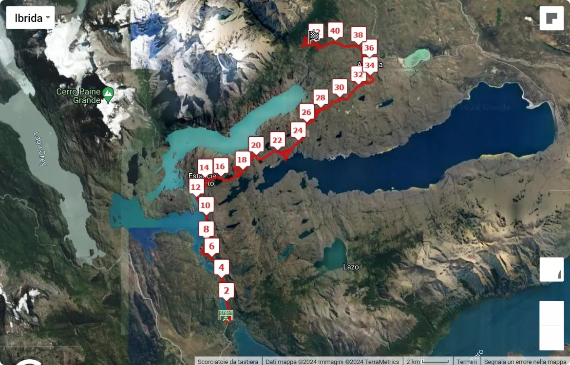 race course map Patagonian International Marathon