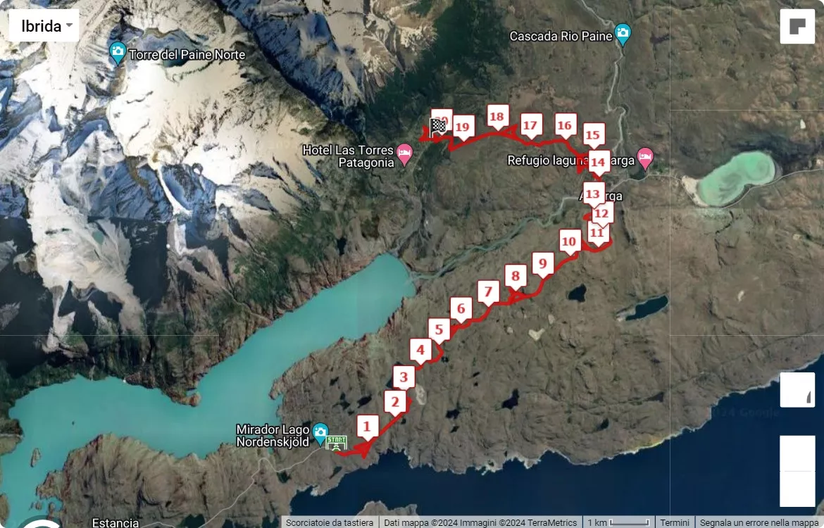 Patagonian International Marathon, 21.0975 km race course map