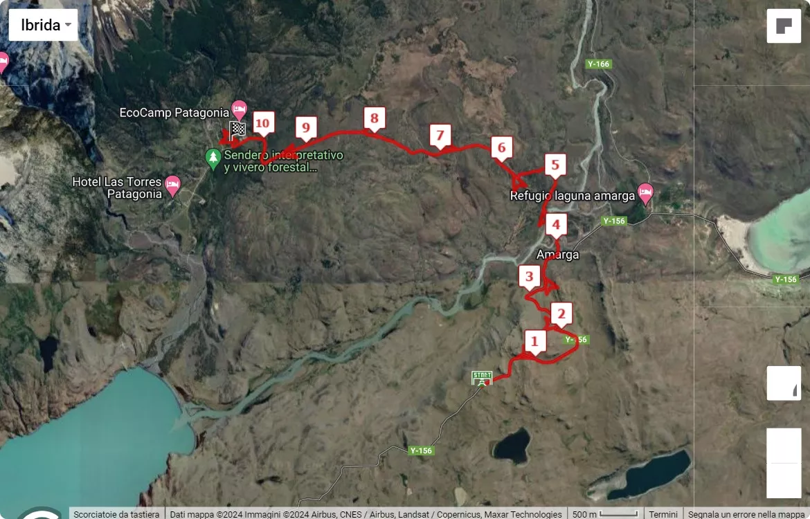 Patagonian International Marathon, 10 km race course map