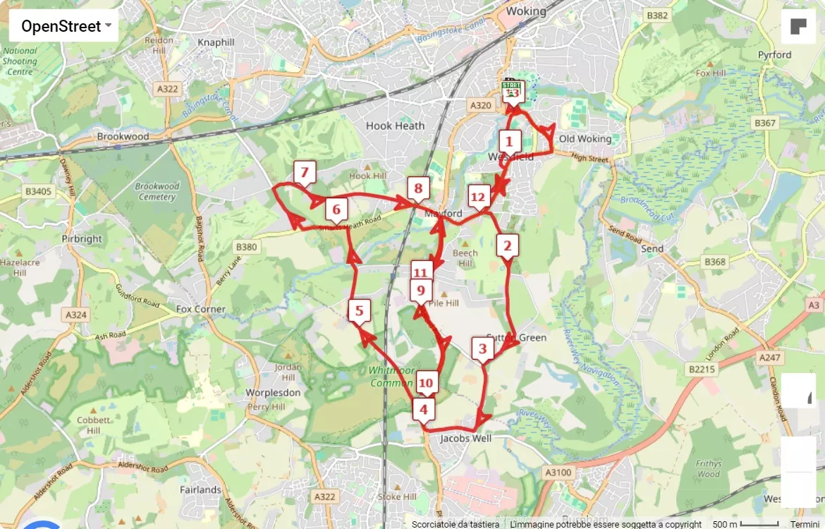 race course map Surrey Half Marathon