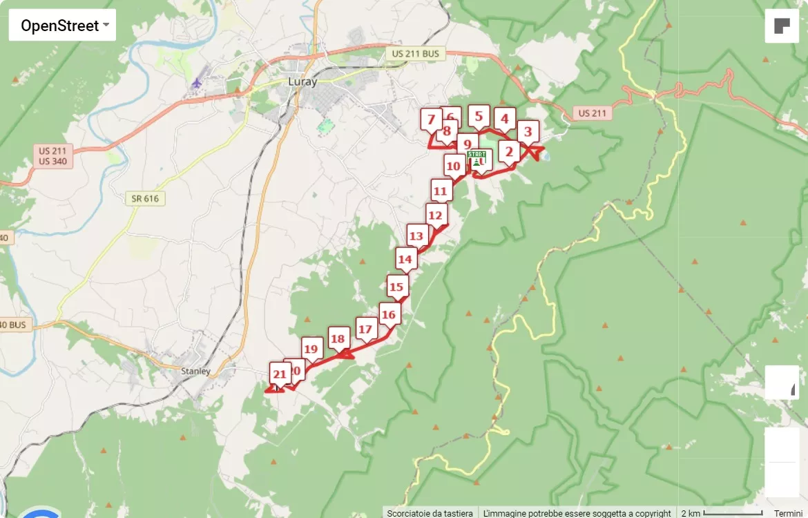 race course map Shenandoah Half Marathon