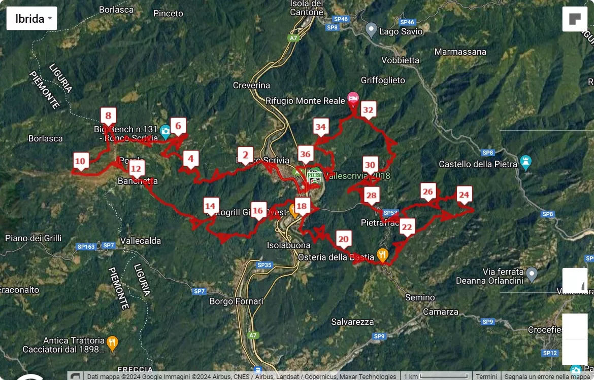 mappa percorso di gara Trail delle 2 Aquile