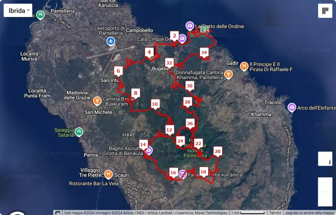 mappa percorso di gara Pantelleria Trail 2024