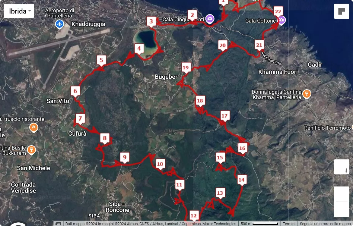 Pantelleria Trail 2024, 25 km race course map