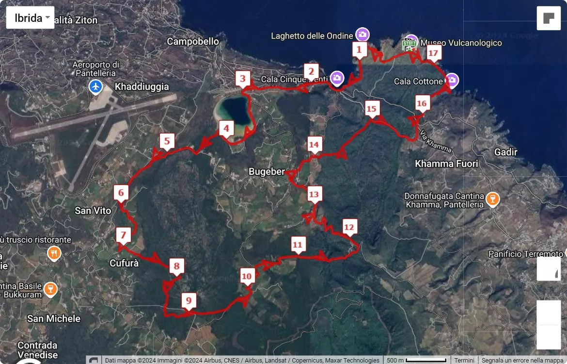 Pantelleria Trail 2024, 18 km race course map