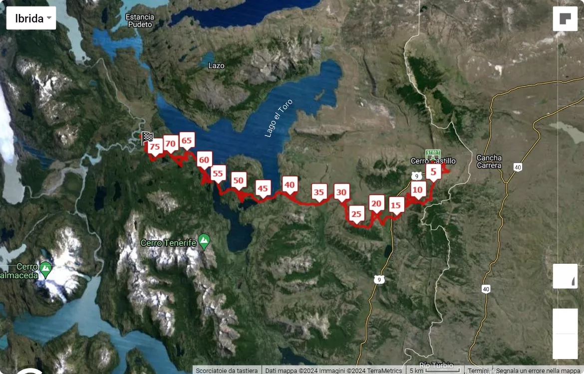 mappa percorso di gara Ultra Paine