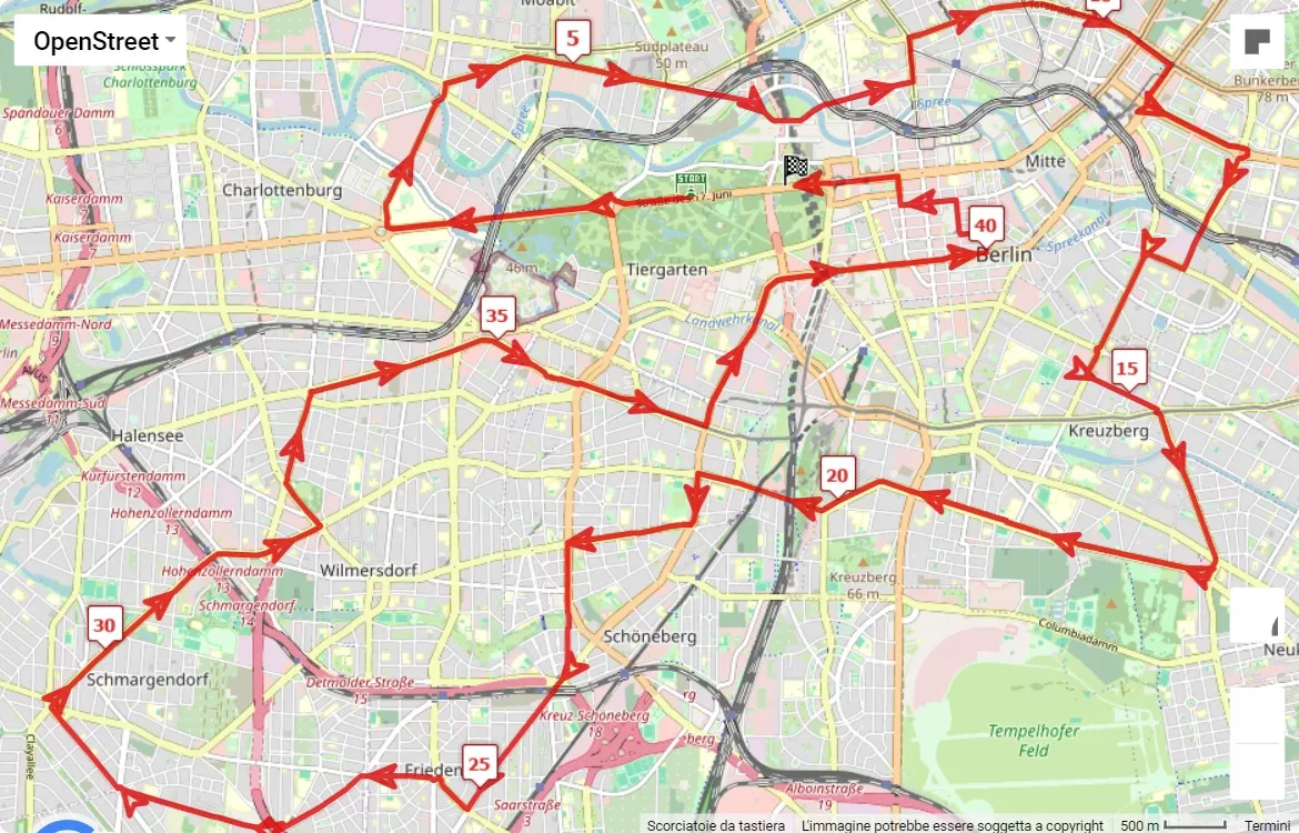 mappa percorso di gara BMW Berlin Marathon 2024