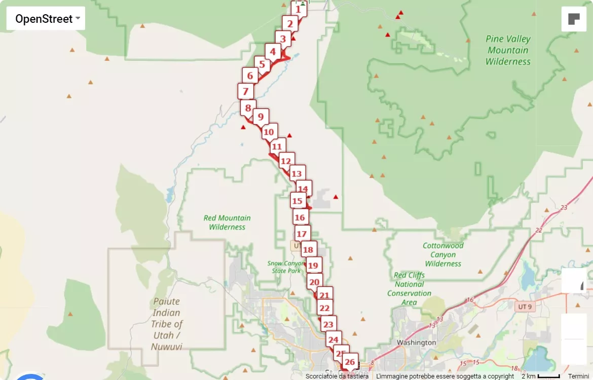 mappa percorso di gara St. George Marathon and Half Marathon 2024