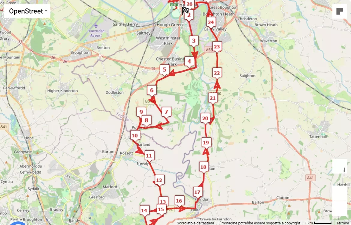 race course map MBNA Chester Marathon