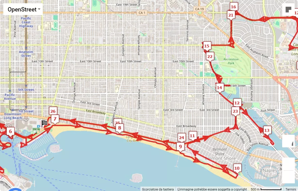 race course map Long Beach Marathon