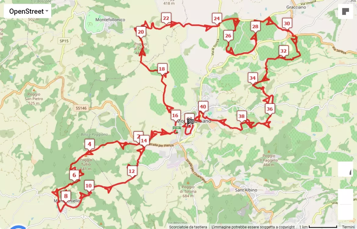 mappa percorso di gara 7° Montepulciano Run EcoMarathon