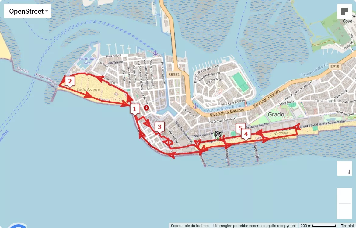 4th Mytho Marathon - The 42,195km of Friuli Venezia Giulia, 5 km race course map