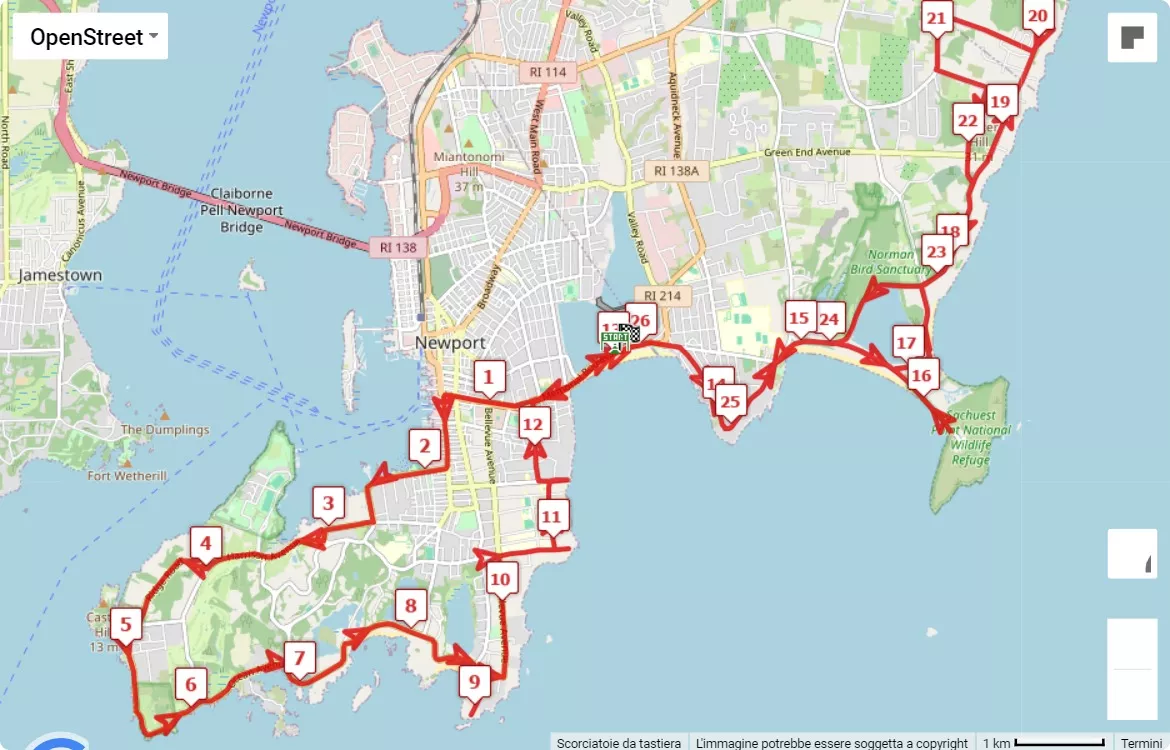 Amica Newport Marathon 2024, 42.195 km race course map