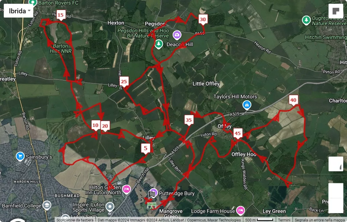 North Chiltern 50, 50 km race course map