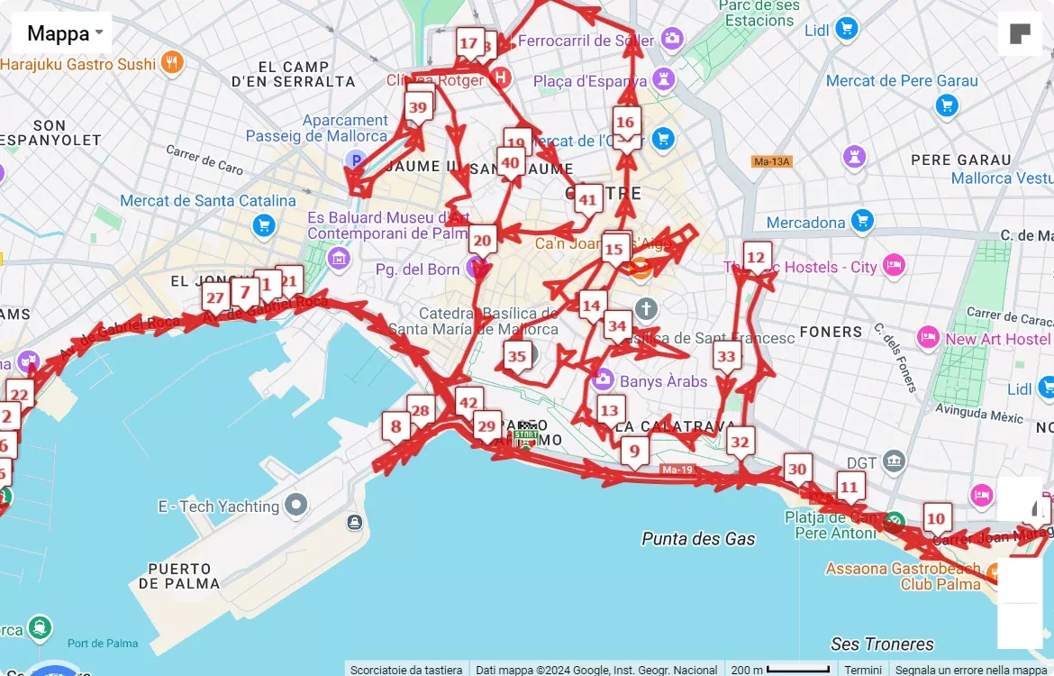 TUI Palma Marathon Mallorca, 42.195 km race course map