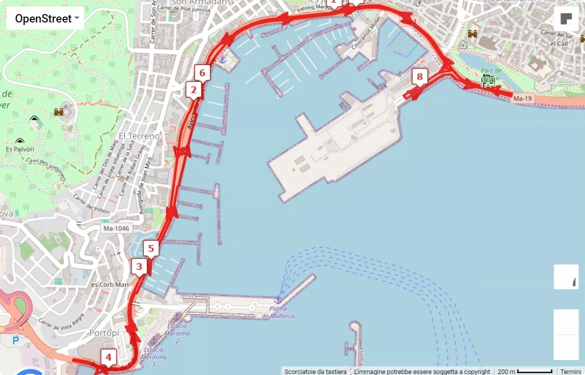 TUI Palma Marathon Mallorca, 9 km race course map