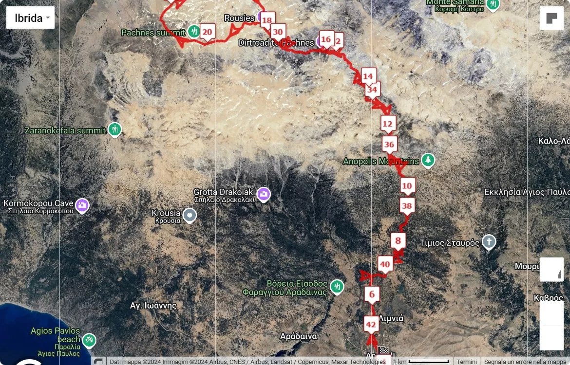 mappa percorso di gara Sfakia Sky Marathon 2024