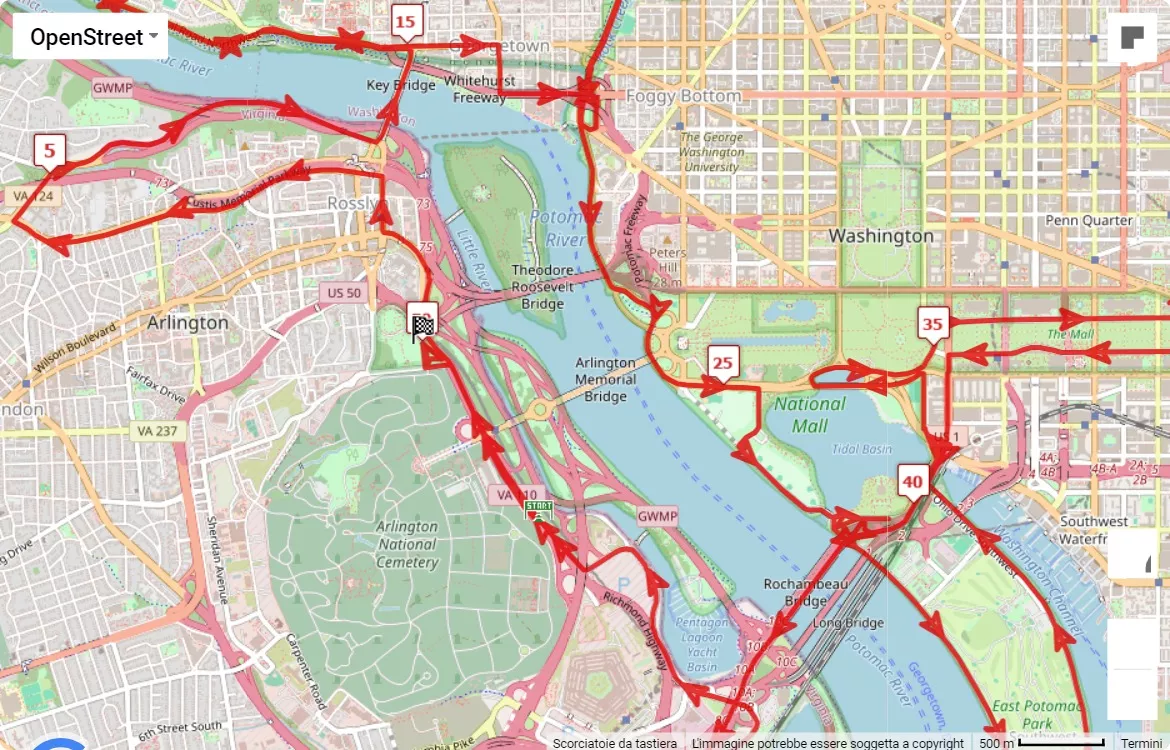 mappa percorso di gara Marine Marathon 2024